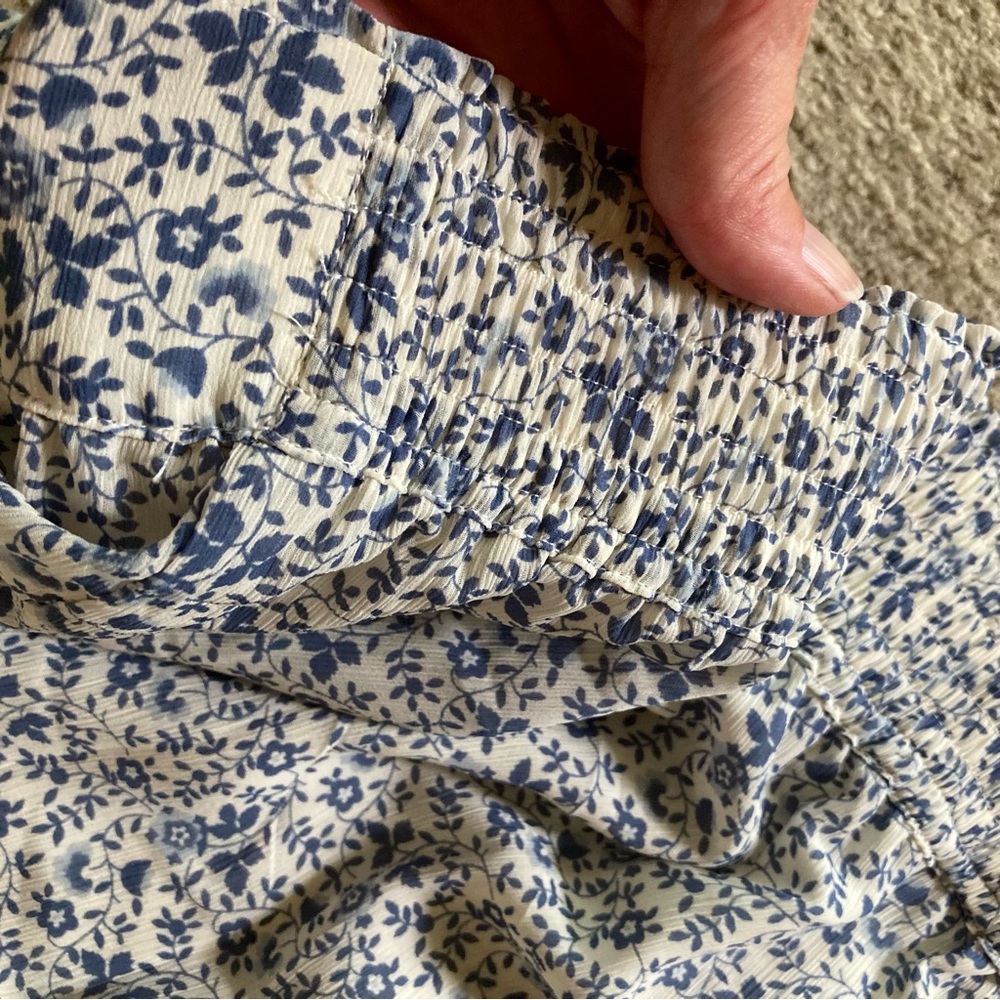 Madewell Tiered Peasant Flowy Blue & White Floral Midi Skirt, NWT Sz 2XL - Picture 12 of 13